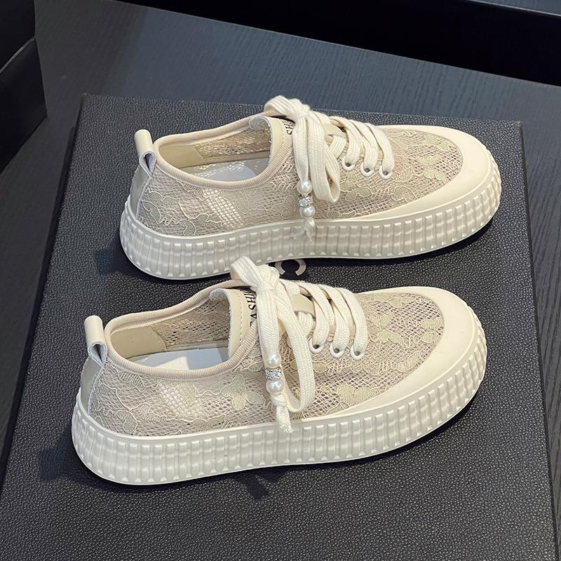 Fisherman shoes women's new summer soft-soled lace breathable mesh shoes flat-soled heightening non-slip wear-resistant casual shoes