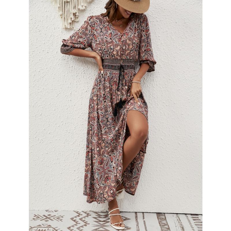 

YYFS женские модные летние весенние повседневные платья с короткими рукавами и v-образным вырезом и высокой талией XL