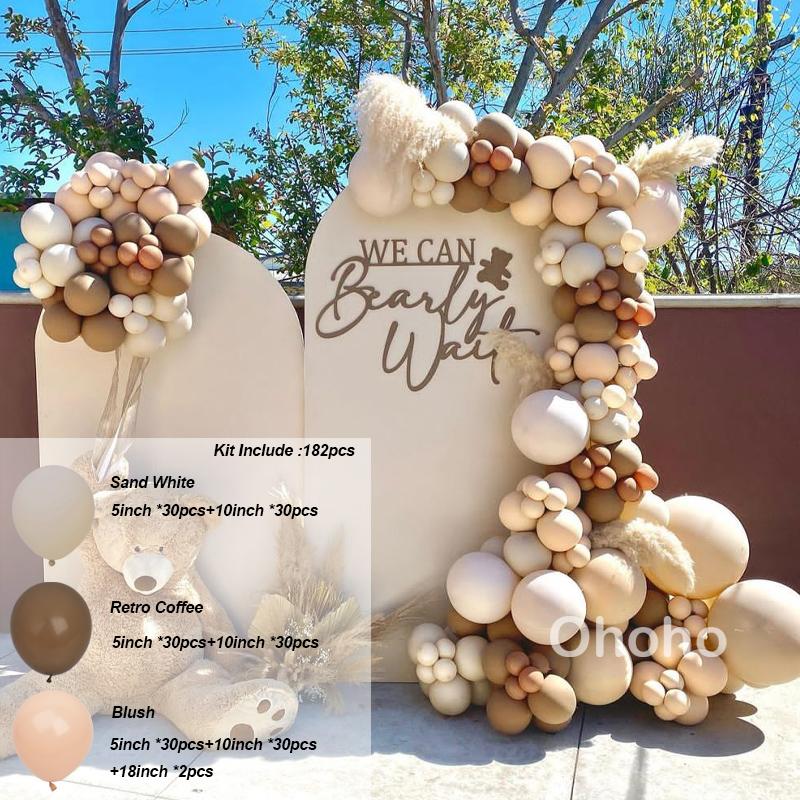 Coffee Brown Beige Balloon Garland Arch Kit Baby Shower Rustic Wedding Decoration Engagement Boy Girl Birthday Party Supplies Baptism Christenin