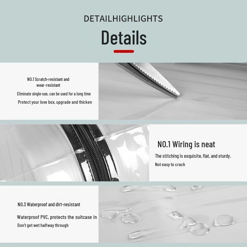Průhledný ochranný obal na zavazadlo: Vodotěsný, Silný, Odolný proti pádu pro kufry 20-24 palců