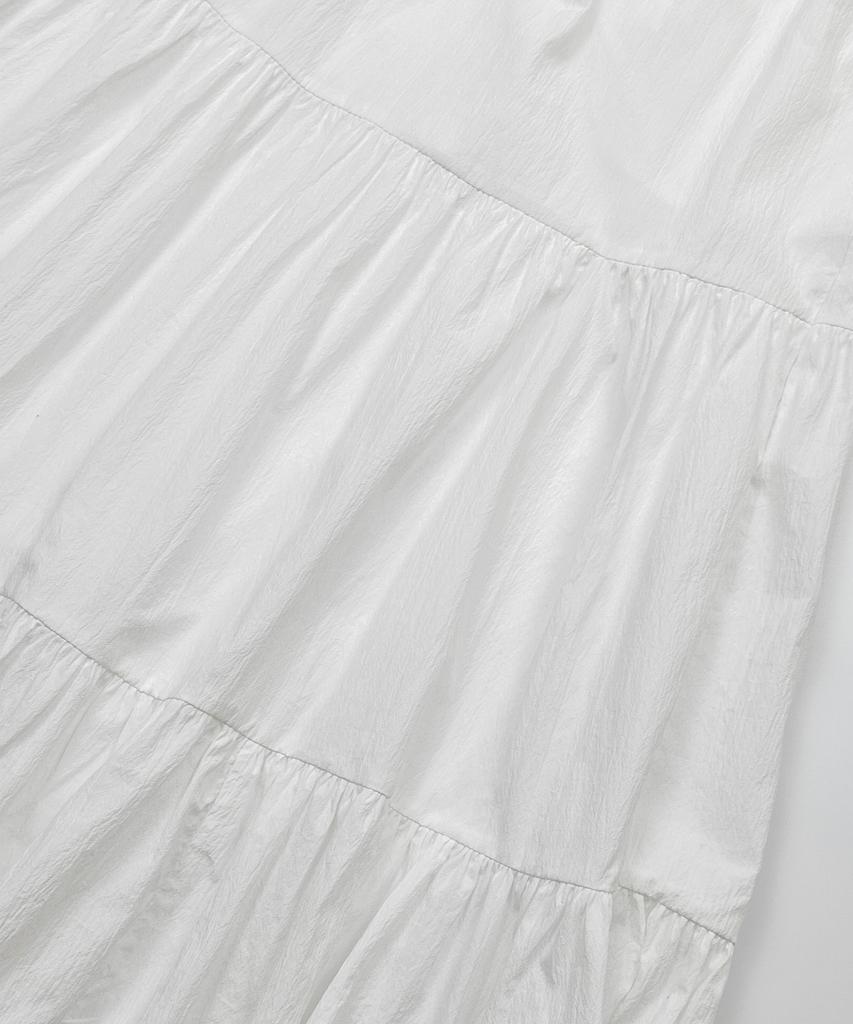 MARROT Shirred Frill Long Skirt_White