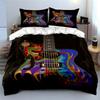 Colorful Guitar Print Bedding Set Bedding Set (1 Duvet Cover, 2 Pillowcases, Duvet Not Included)
