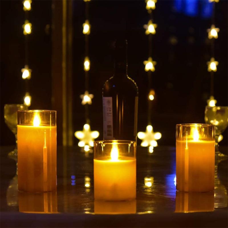 Golden Simulation Swing Flame LED Electronic Candle Three Piece Set Restaurant Bar Wedding Decorations
