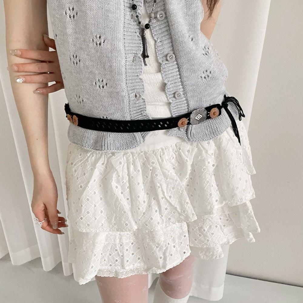 Wax Line Ethnic Style Belt Flower Women Woven Belt Elegant Bohemian Style Waist Chain  Female/Girls