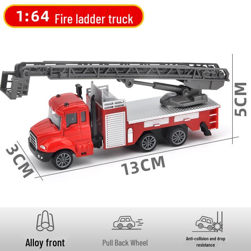 Hot-Selling Kids' Pull-Back Alloy Fire Rescue Ladder Truck Toy Model