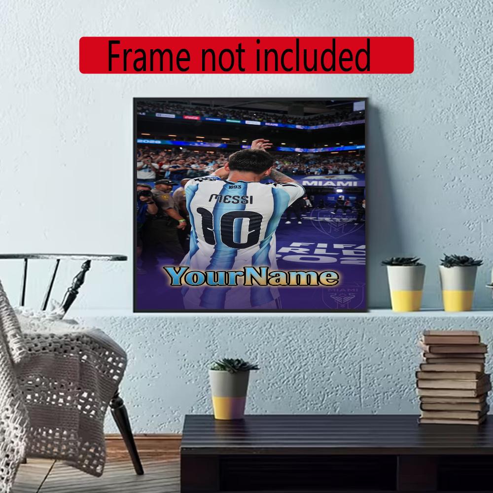 Messi Customize Your Name Diamond Painting Round Diamond Diy Frameless Holiday Artwork Suitable For Home Office Wall Decoration