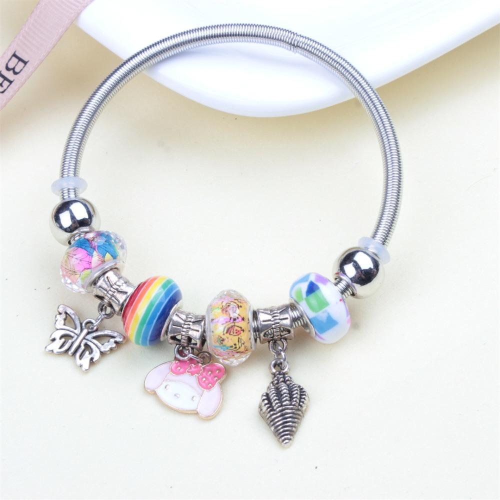Beaded Bracelet Bangle Multi Element Stainless Steel Copper Alloy Open Spring Snake Bone Chain