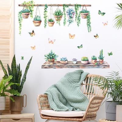 Marco de madera, maceta verde para plantas, dormitorio, sala de estar, estudio, fondo, paisajismo, pegatina de pared