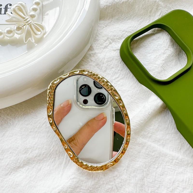 

Electroplated Mirror Mobile Phone Airbag Bracket Oval Irregular Metal Desktop Extendable Air Cushion Support Portable