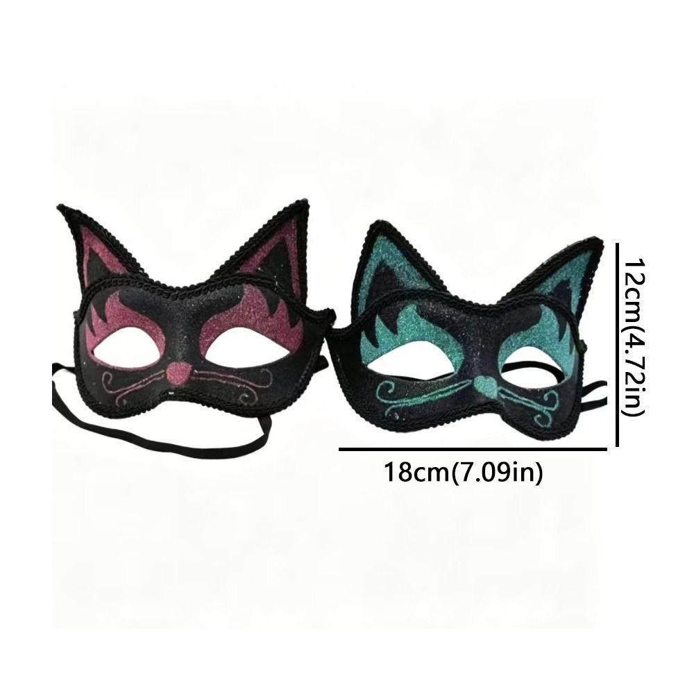 3D Cat Texture Glitter Cat Half Face Mask Funny Cosplay Halloween Cat Party Eye Mask  Themed Party