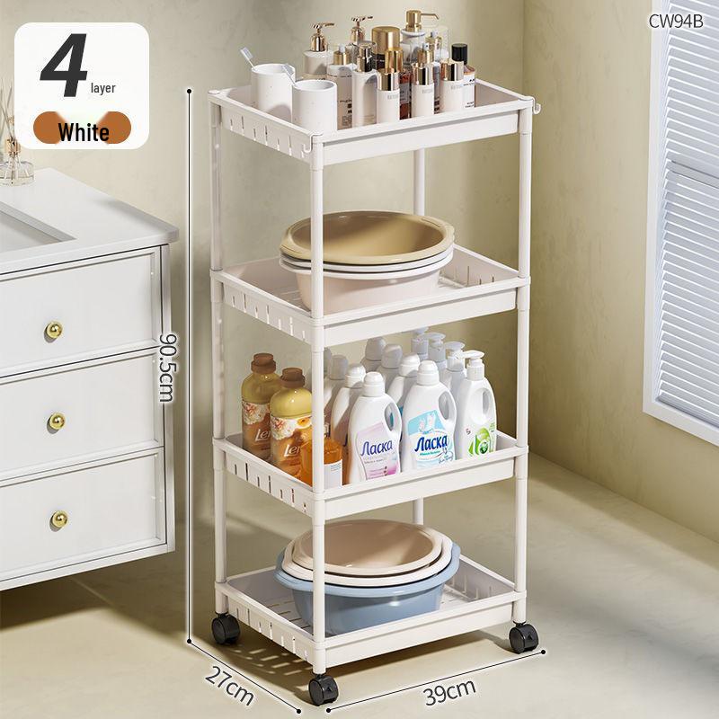 Punch-Free Floor Standing Bathroom Corner Storage Rack