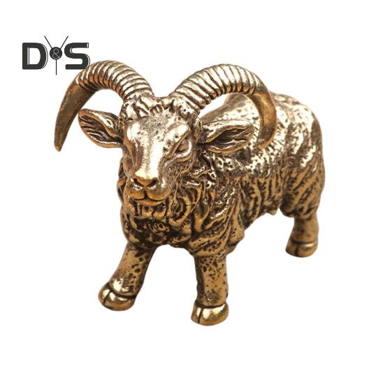 

Латунная статуэтка козла, мини-статуэтка козла, коллекционная ретро-скульптура животного для домашнего офиса, кабинета, стола, декора жёлтый