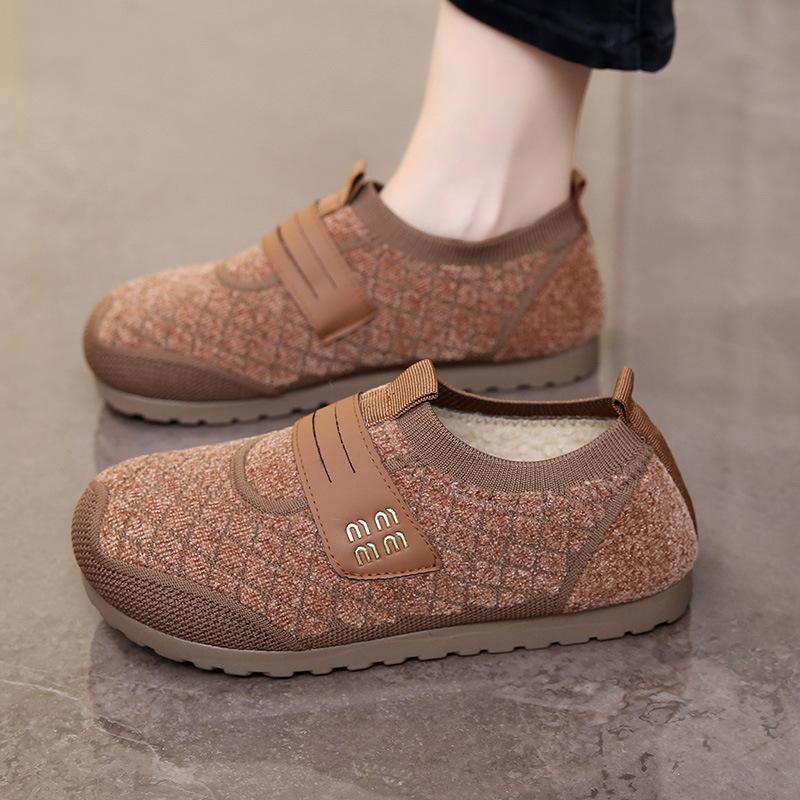 2025 Women's Winter New Velvet Thickened Warm Women's Cotton Shoes Soft Sole Comfortable Shallow Mouth One Pedal Mother Shoes Women