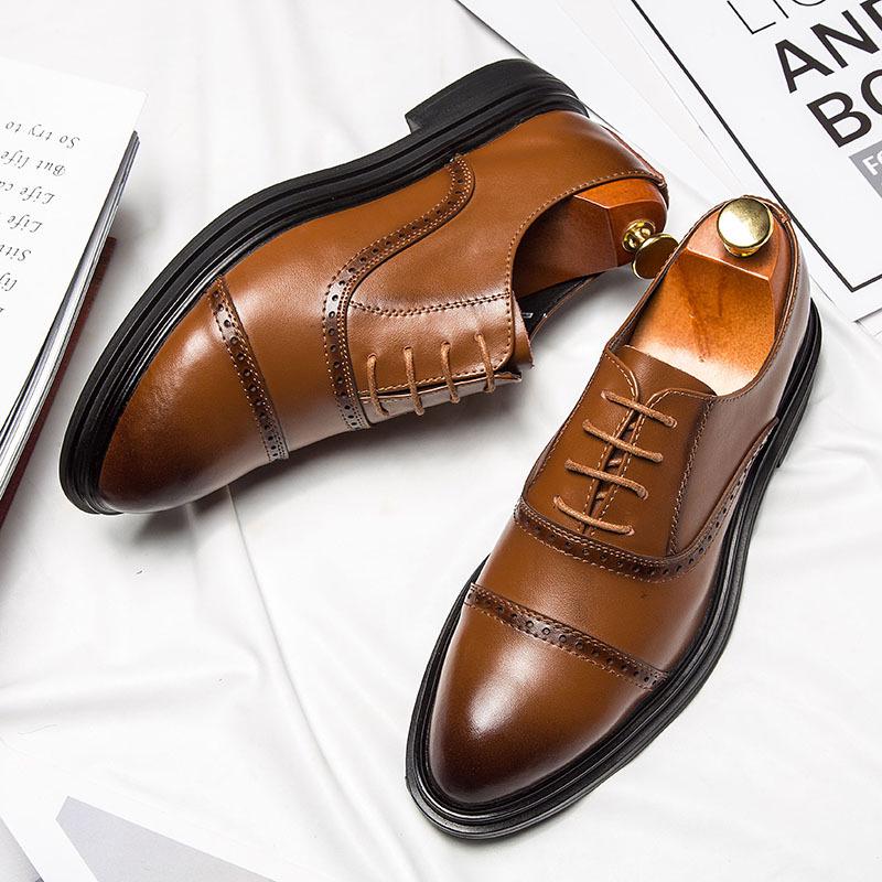 Fashion Pointed Casual Leather Shoes Business Dress Men'S Shoes One Piece Model 4028-D