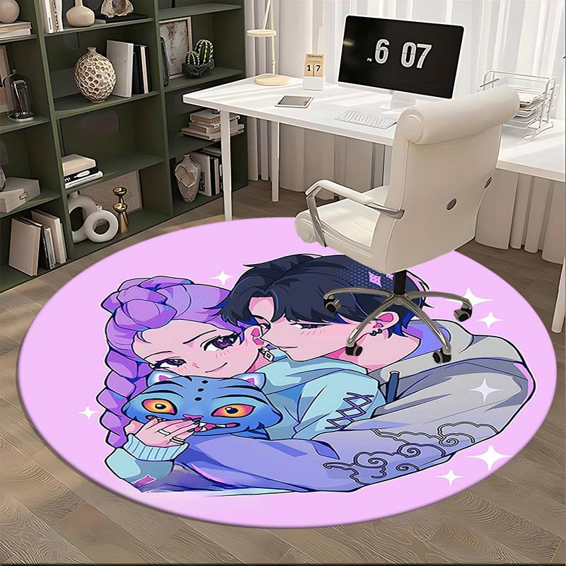 1 szt. Okrągły dywan inspirowany anime - Idealny pod krzesła biurowe