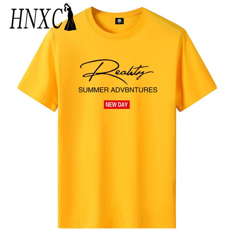 HNXC Cotton Short Sleeve T-shirt Men's Fashion Loose Half Sleeve Shirt Printed Compassionate Shirt