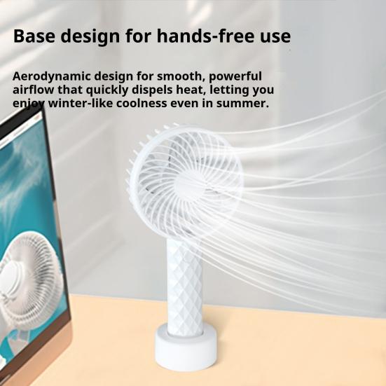 Portable Desk Fan with Base 3 Speed Adjustable Summer Handheld Cooling Fan USB Rechargeable Quiet Travel Office Outdoor Personal Fan