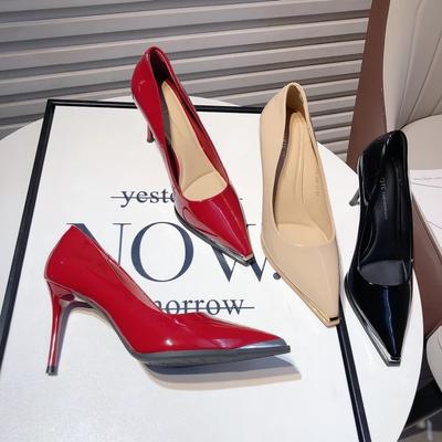 Mode Nouveau Style Mode Escarpins Classiques d'Automne pour Femmes Escarpins en Cuir Verni Chaussures de Mariage pour Femmes Talons Hauts Stiletto Chaussures pour Dames