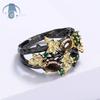 Fashion Ring For Women Colorful Floral Angel Pattern Two Tone Adjustable Crystal Jewelry Gift For Her Daily Wear Boho Chic