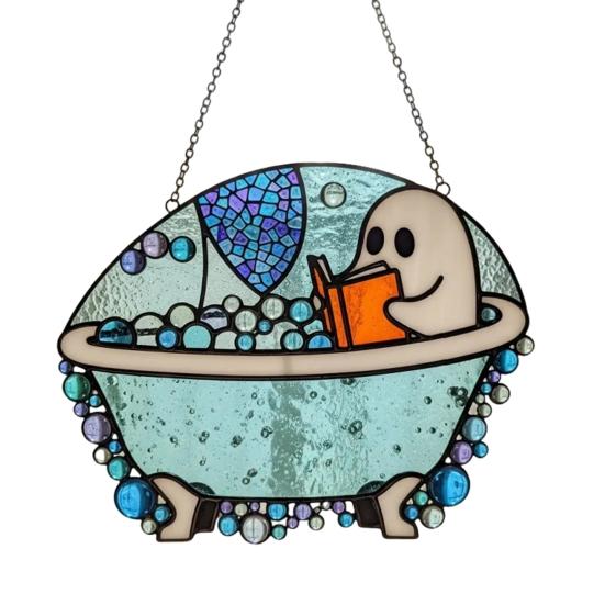 

Украшения Призрак в ванной, читающий книгу, Милый призрак в ванной, читающий книгу, Акриловый ловец солнца, Хэллоуин, Украшение для ванной, Подвеска на окно светло-серый