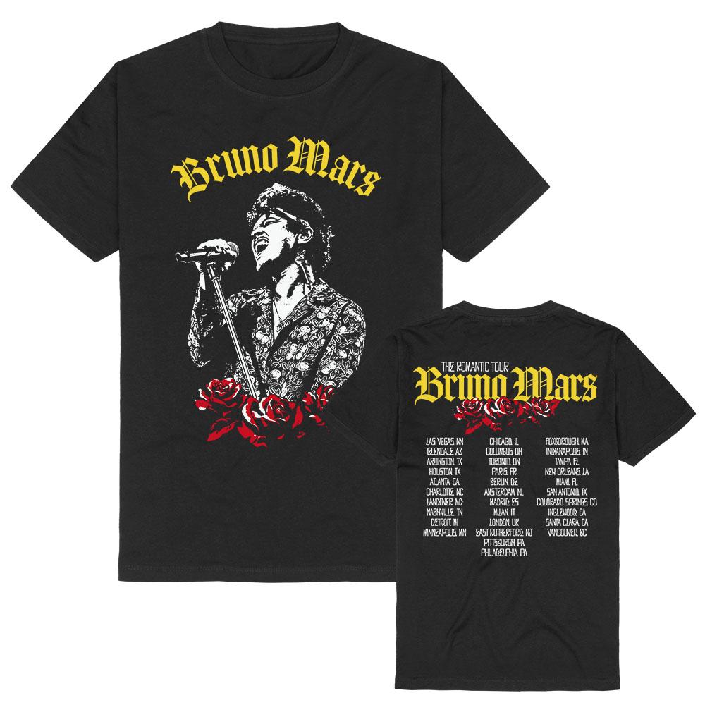 

BRUNO MARS The Romantic Tour Tees Short Sleeve Cotton Summer Female Tshirts Unisex Streetwear Loose Casual Graphic Print T Shirt XS