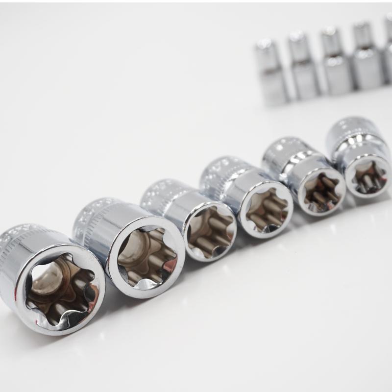 11Pcs 1/4" 3/8"  Star Socket Set Femal E Type Sockets Wrench Head E4 E5 E6 E7 E8 E10 E12 E14 E16 E18 E20 Auto Repair Tools