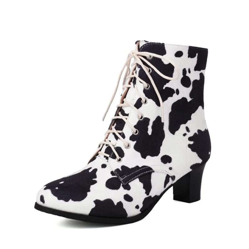 

2024 Осень Новые Ботильоны Женские Модные Простые Короткие Женские Ботинки с Леопардовым Принтом, Круглым Носком и Шнуровкой на Среднем Каблуке, Большие Размеры 35-48 35 чёрный