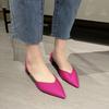 Fashion Women's New 2025 Summer Simple Pointed-Toe Stilettos High-Heeled Thin Strap Fashion Single Shoes Microfiber Lining Rubber Outsol