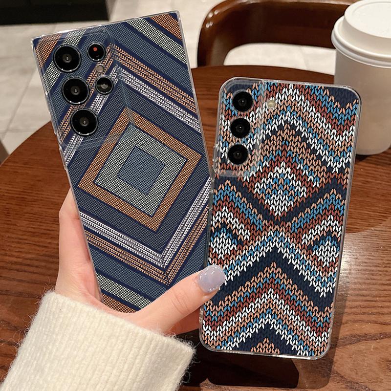 Grid Lines Pattern Case For Samsung Galaxy S26 S25 S24 Ultra S23 S25 FE A57 A17 A37 A16 A56 A55 A15 A35 A36 Soft TPU Phone Cover