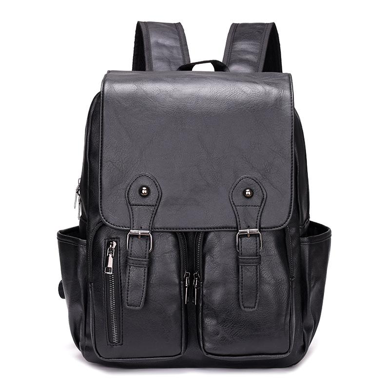 New trendy bag pu leather backpack, casual and fashionable student travel bag, large-capacity business backpack.