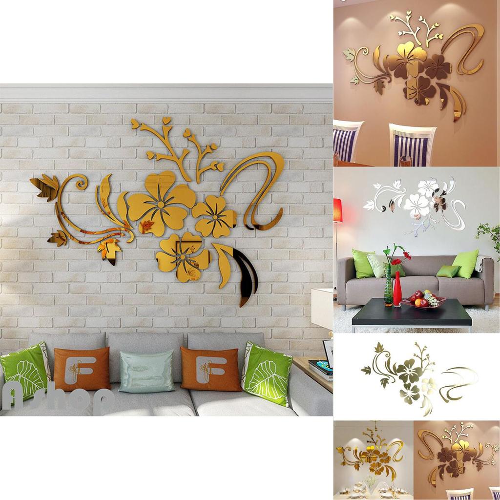 Exquisite Removable 3d Mirror Flower Art Wall Sticker For Stunning Home Decoration