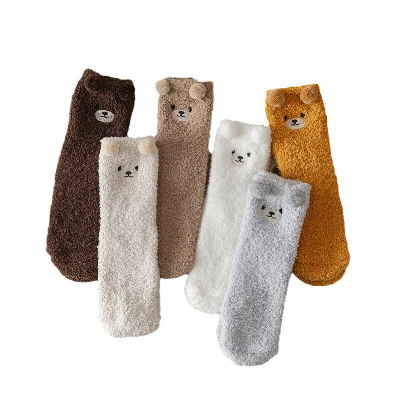 Women's Coral Fleece Socks - Cute, Thickened Plush Velvet for Winter, European & American Style.