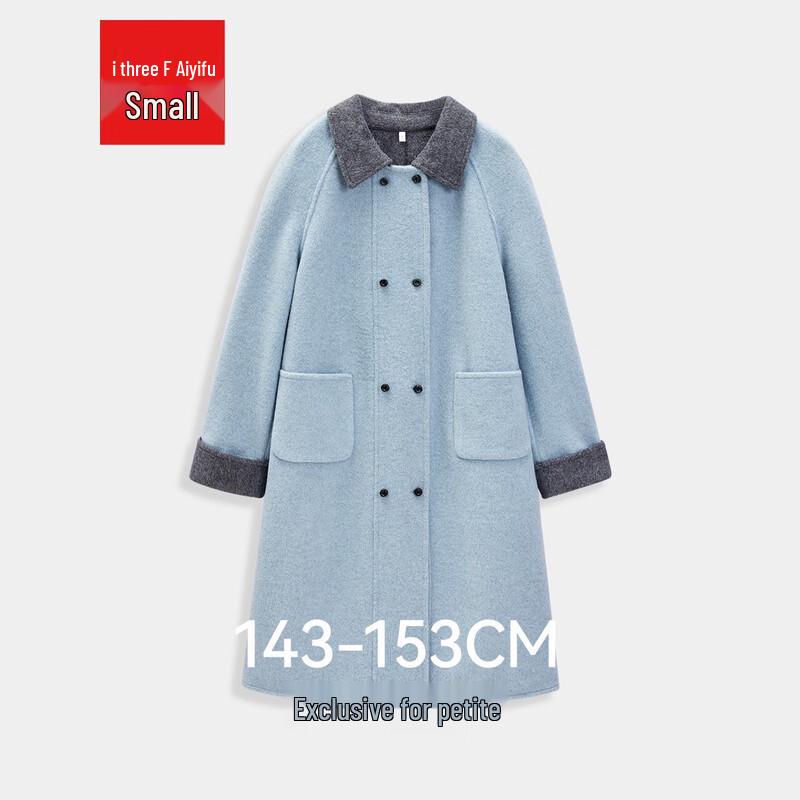 

IEF Petite Color-Block Woolen Long Coat M