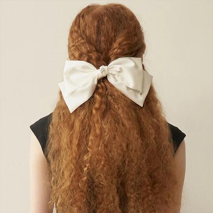 Matt Point Hair Ribbon-White