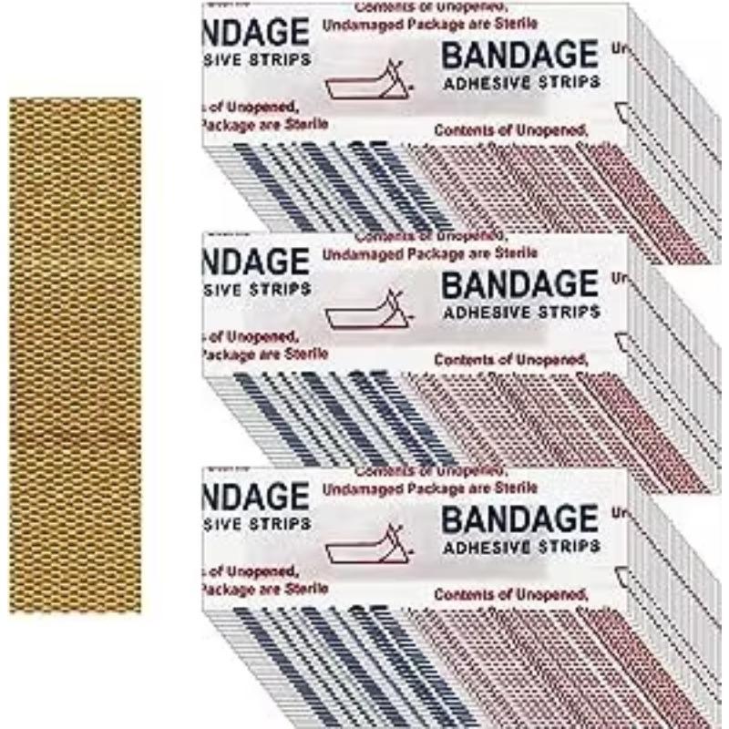 50pcs Fabric Adhesive Bandages - Flexible Breathable First Aid for Fingertip Knuckle Wound Care, Multi-Size Family Emergency Kit