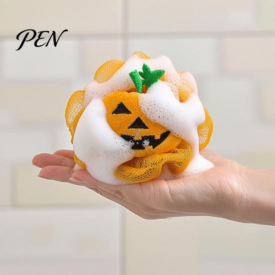 Exfoliating Bath Sponge Pumpkin Shaped Sponge, Soft Mesh Massage Scrubber, Peeling Deep Cleaning And Skin Circulation Tool for Shower Body Scrub