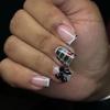 24pcs Leopard Print French False Nail Spicy Girls Flower Brown Short Square Fake Nails with Diamond Design Press On Nails Sets