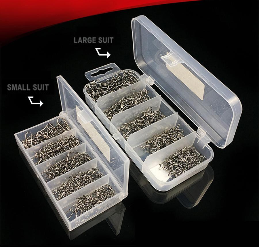 95/210pcs/Box Fishing Connector Swivels Interlock Pin Snap 2#-10# Rolling Swivel Beads for Fishhook Lure Fishing Accessories Set