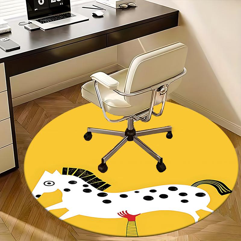Creative Horse Design Chair Mat Round Carpet for Home Decor, Office Use, Living Room, Bedroom, Gift Idea0275b