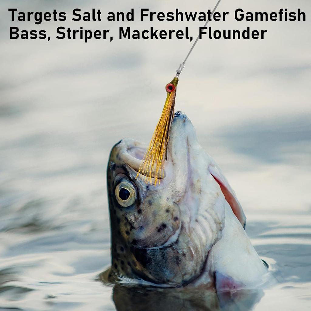 Dr.Fish 6 Pack Clouser Minnow Fishing Flies Streamer Hand Tied Bass Fly Fishing Lure Artificial Baitfish Smallmouth Saltwater Freshwater Striper