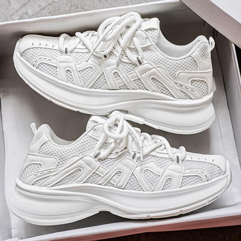 Men s shoes new spring mesh breathable casual thick sole heightening youth sports dad shoes 44