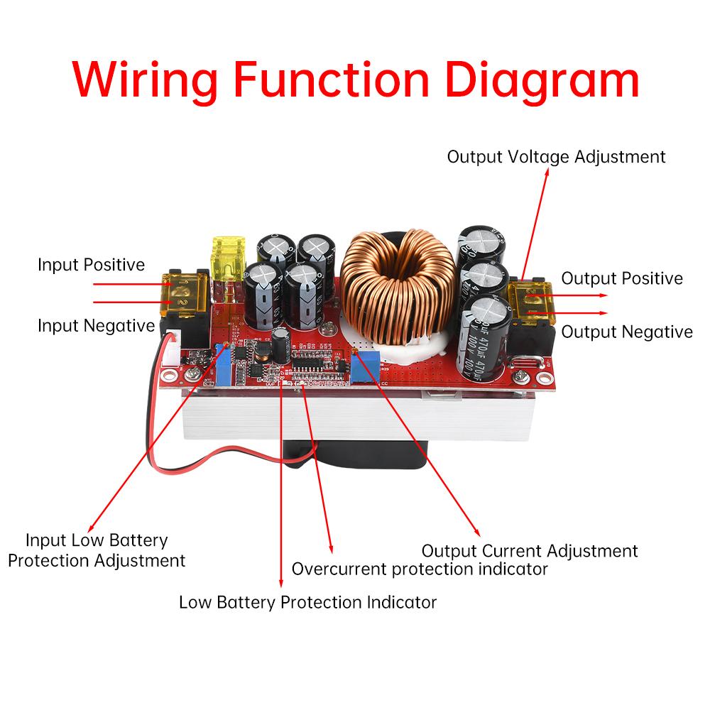 DC-DC 1500W 30A Voltage Step Up Boost Converter CC CV Power Supply Module Step Up Constant Current Module 10-60V to 12-97V Fan