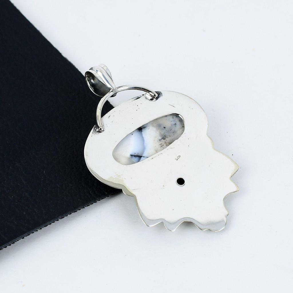 Natürlicher Dandarte Opal, Schwarzer Spinell Edelstein Silberanhänger in 925 Sterling Silber - Handgefertigtes Design, Alltagsschmuck, Einzigartige Anhängergeschenke