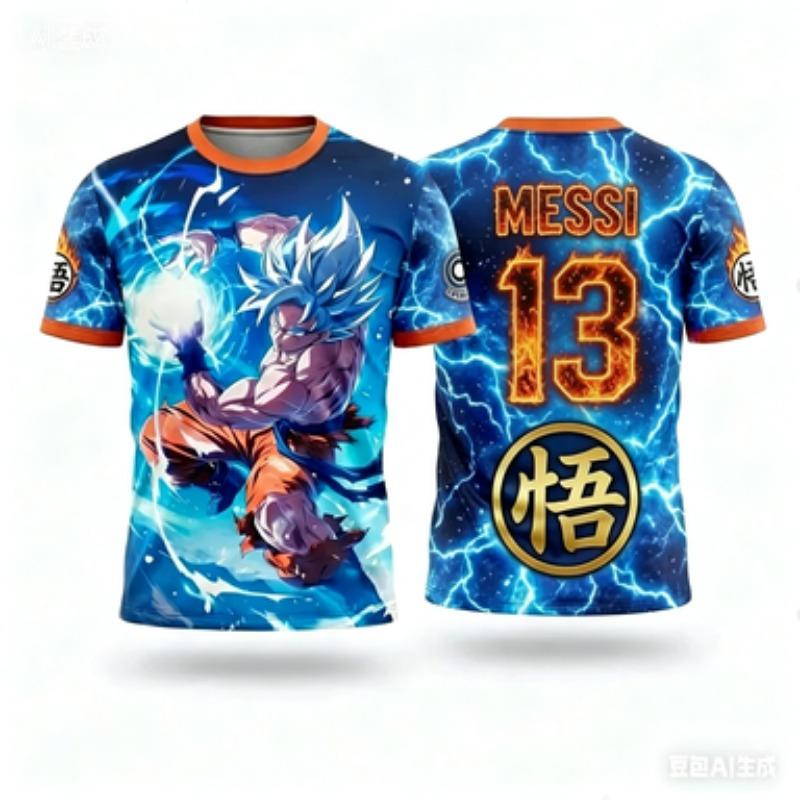 Popular Animal Dragon Ball Goku Football Superstar Messi Joint Jersey for Summer 2026 Adult and Children Sports Shirt