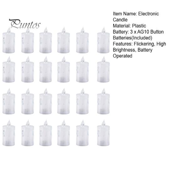 24 st genomskinlig elektronisk ljuslampa flimrande hög ljusstyrka Batteridriven stationär mini flamlöst ljus LED nattljus Födelsedagspresent