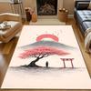 Mount Fuji with Sakura and Red Sun Patterned carpet, non slip mat suitable for living room and bedroom sofas
