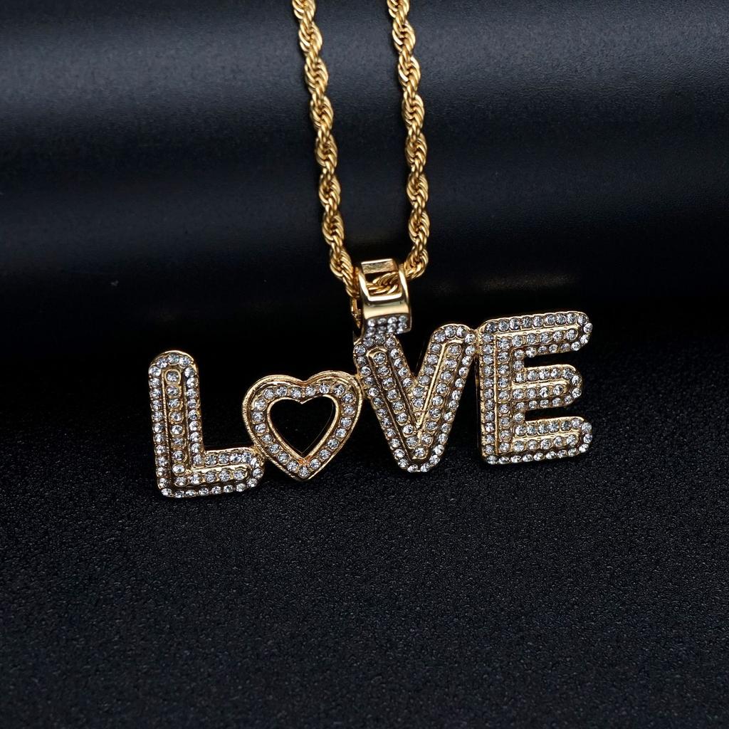 Pendant New Hip Hop English Love Letter Trendy Men and Women Couple Necklace