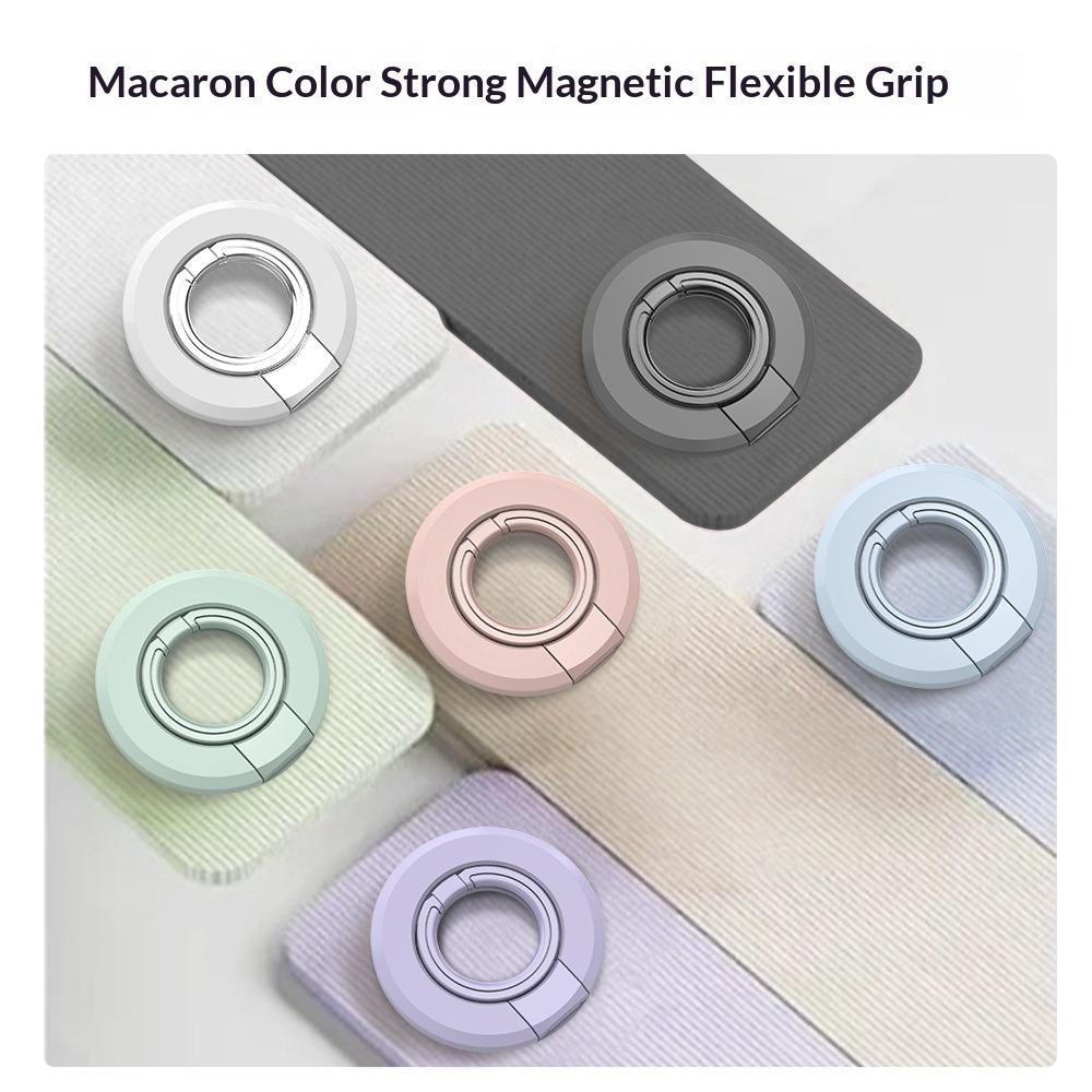 

Double Ring Magnetic Ring Buckle Dopamine Color Mobile Phone Holder Magnetic Back Sticking Degree Rotating Desktop Magnetic Support рожевий