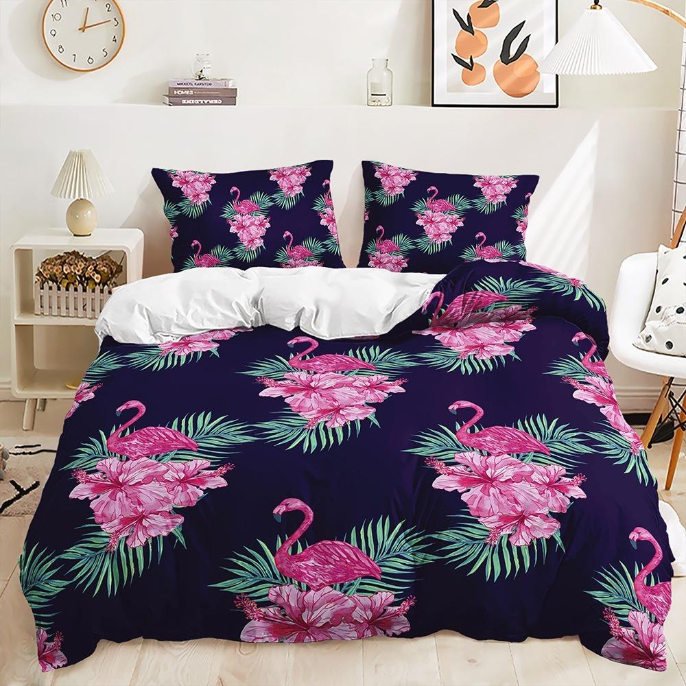 3D Flamingo Duvet Cover Full Size 2/3 Animal Pattern Bedding Set with Pillowcases for Teens and Boys Duvet Cover Pillowcase Gift