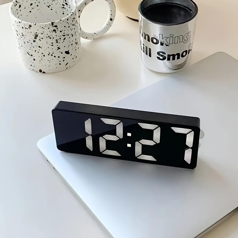 Ins Silent Night Light LED Digital Clock Minimalist Mirror Design for Desk